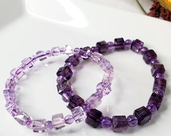 High Quality Amethyst Cube Bead Jewelry Crystal Bracelet
