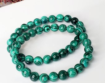 Natural Green Malachite Bead Crystal Bracelet  Jewelry