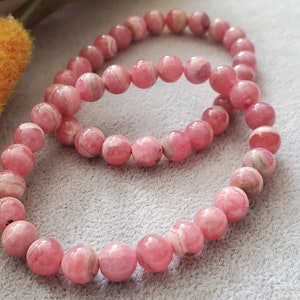 Rhodochrosite Crystal Gemstone Jewelry Bead Bracelet