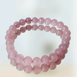 All Natural Rose Quartz 8 MM Crystal Gemstone Bead Bracelet