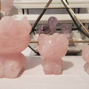 All Natural Rose Quartz &quot;Hi Kitty&quot; in 3 sizes