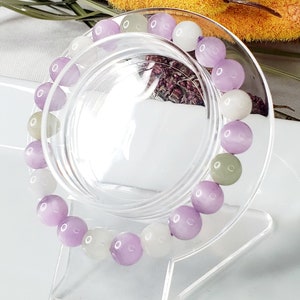 All Natural Multi-Colored Kunzite Crystal Gemstone Bead Jewelry Bracelet. Colorful Crystal Bracelet. Gift for Her