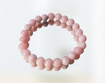 Natural Pink Opal Crystal Bead Bracelet (8mm)