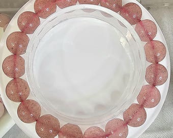 Aardbeikwartsarmband – edelsteenkralen van 8 mm – liefde, vreugde en emotionele genezing – handgemaakt kristalcadeau
