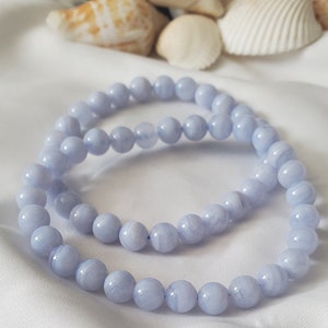 Blue Lace Agate Crystal Gemstone Jewelry Bead Bracelet
