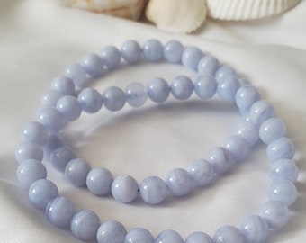 Blue Lace Agate Crystal Gemstone Jewelry Bead Bracelet
