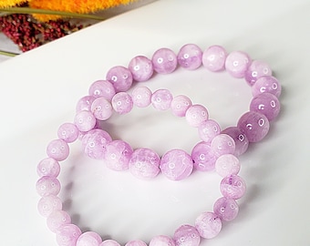 Bracelet de bijoux en perles de cristal de kunzite entièrement naturelles