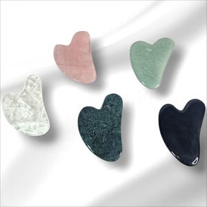 Crystal Gua Sha Facial Massage Tool,Rose Quartz, Obsidian, Moss Agate and Clear Quartz | Natural Stone| Self-care Kit| Crystal Beauty Tool|
