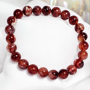 Fire Quartz All Natural Crystal Round Bead High Quality Natural Jewelry Bracelet 8mm