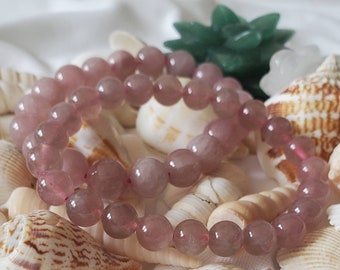 Lavender Rose Quartz Crystal Bracelet Bead Love Bracelet