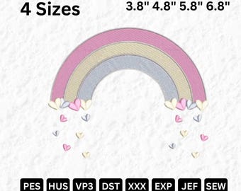 Rainbow Embroidery Design, Rainbow and heart Motif, Rainbow Pattern for Machine embroidery design, pes, hus, dst, exp, download EMB 00129