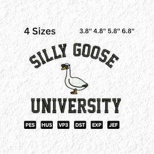 Archivo de bordado de la Universidad Silly Goose Archivo de bordado Archivo de bordado de Silly Goose Archivo de bordado de Silly Goose divertido EMB 00191