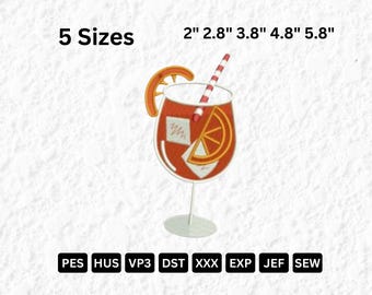 Aperol Spritz Embroidery Design: Cocktail Heart (Digital File)