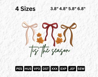 C'est la saison Motif de broderie automne douillet Noeuds d'automne feuilles Thanksgiving Fichiers de broderie Machine