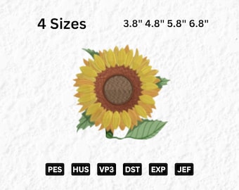 Sonnenblume Stickdatei mit Bienen: Sommerliches Blumendesign (Digitale Datei)