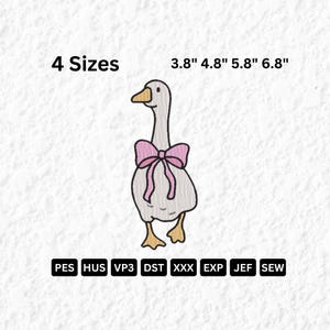 Silly Goose Embroidery Design: Preppy Bow, Grandmillennial Style (Digital Download)