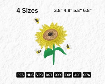 Sonnenblume und Bienen Stickdatei
