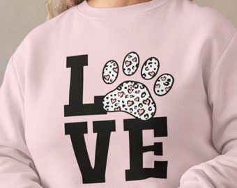 Leopard Print Paw LOVE Dog Mom Sweatshirt – Valentine's Gift