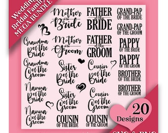 Wedding Family svg Bundle, Bridal Party DIY Designs (svg, png)