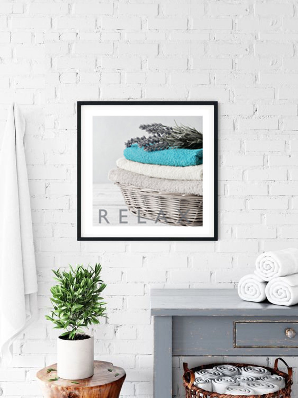 Printable downloadable bathroom or spa wall art Relax Etsy
