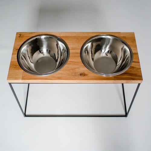 Large Ergonomic Dog Bowl Double Dog Bowl Wooden Elevated Pet Etsy