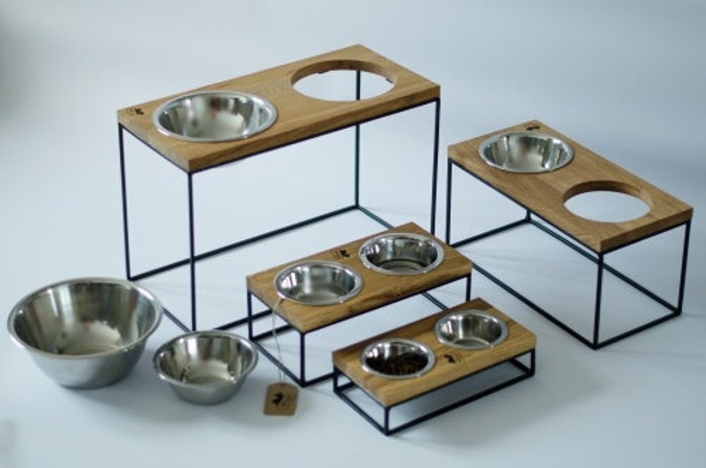 Large Ergonomic Dog Bowl Double Dog Bowl Wooden Elevated Pet Etsy