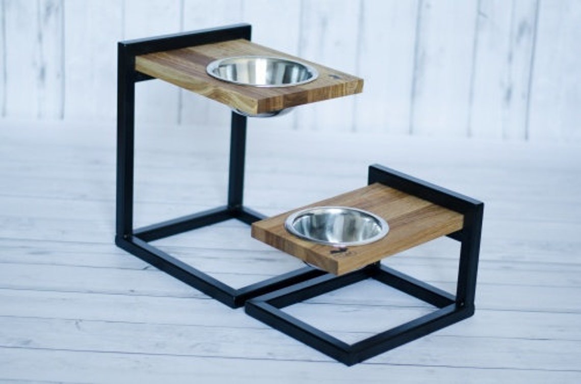 Large Ergonomic Dog Bowl, Double Dog Bowl, Wooden Elevated Pet Bowls