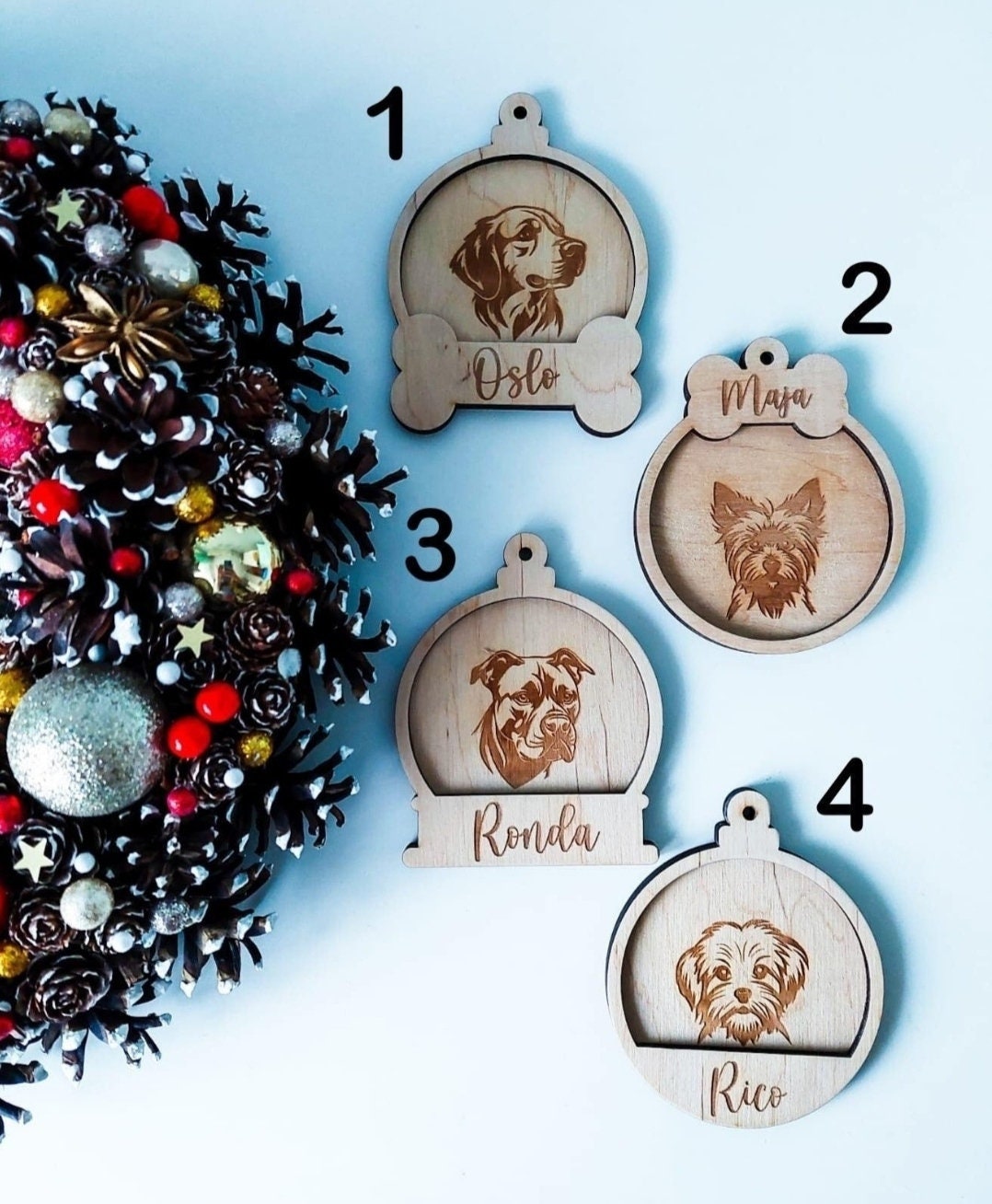 Personalized Dog Christmas Ornament, Dog Custom Name Ornaments ...
