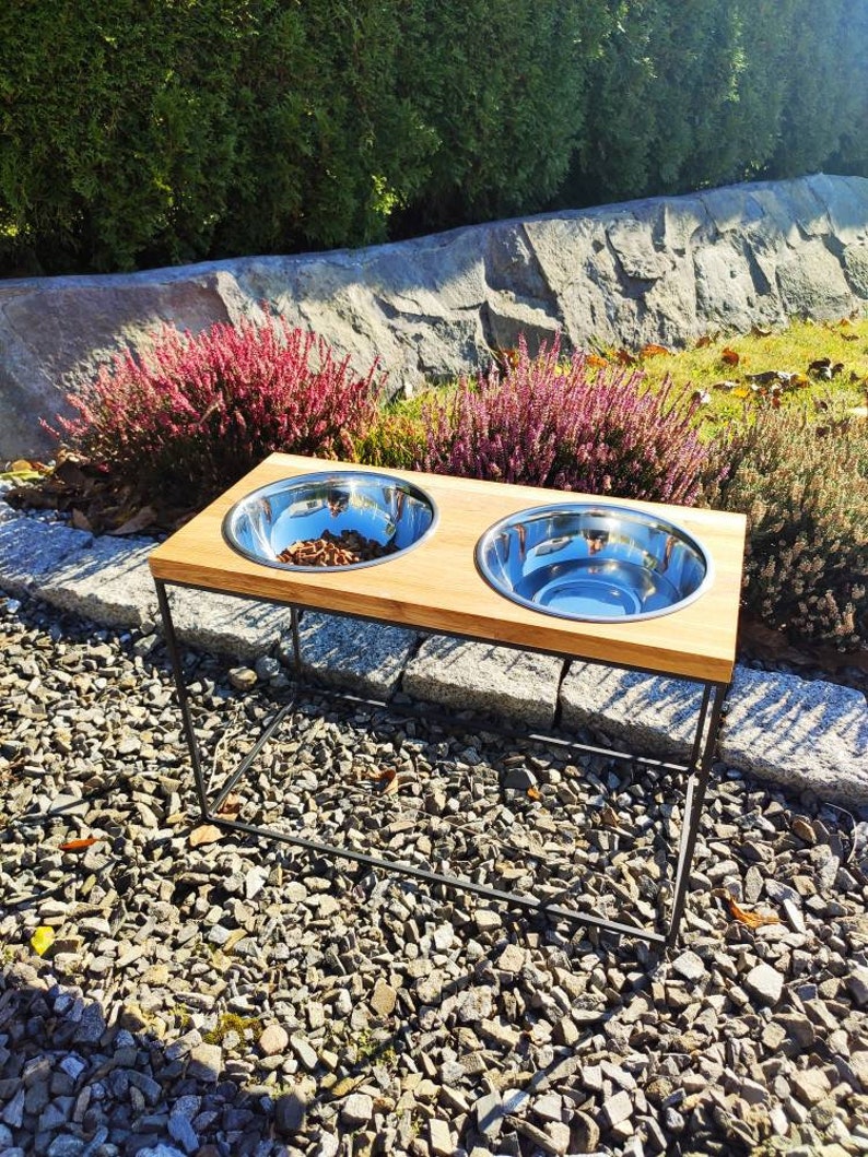 Large Ergonomic Dog Bowl Double Dog Bowl Wooden Elevated Pet Etsy