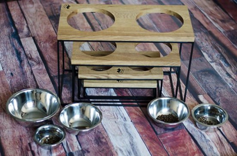 Large Ergonomic Dog Bowl Double Dog Bowl Wooden Elevated Pet Etsy