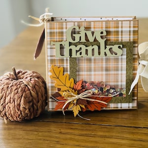 Handmade Fall scrapbook mini album, 6x6&quot;, Fall theme, Thanksgiving, pumpkins, autumn, memory keeping, great gift, photo album