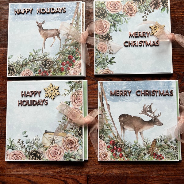 Handmade cardstock card folio, gift card holder, 6x6”, Christmas card, holidays, great gift, memory keeping, photo album