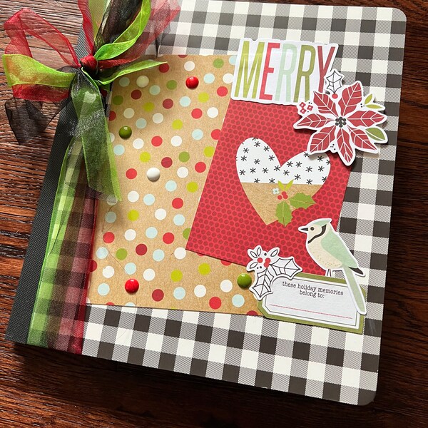 Handmade scrapbook album, 8”x6”pages, great gift, Christmas theme, holidays, Christmas memories, memory keeping