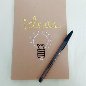 Ideas Light Bulb Embroidered  Lined Notepad  5.5in x8in