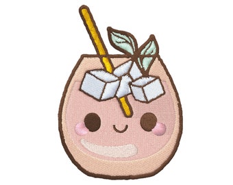 Archivo de diseño de bordado de máquina de bebida de cóctel de melocotón - Descarga instantánea - 4 x 4 pulgadas