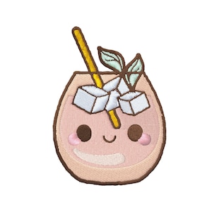 Peach Cocktail Drink Machine Embroidery Design File - Instant Download - 4 x4 inch