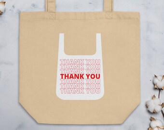 Stitchery Lab Gracias Bolsa sintética de plástico / Bolsa de algodón ecológico