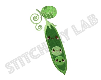 Two Peas in a Pod Machine Embroidery Design File - Instant Download - Kawaii