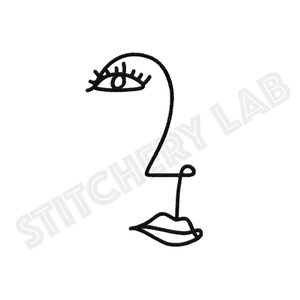 Line Face Sketch 3 (Eye and Lip) Machine Embroidery Digital File - 4 x 4 inch hoop - Instant Download