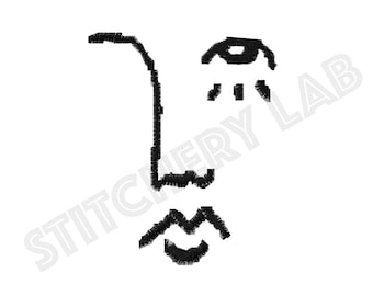 Diseño moderno de bordado de rostro con líneas abstractas: boceto de arte minimalista en bastidor de 4x4, bordado a máquina contemporáneo, descarga instantánea