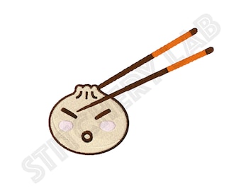 Archivo de bordado de máquina Dumpling Bao y palillos - aro de 4 x 4 pulgadas - Descarga instantánea