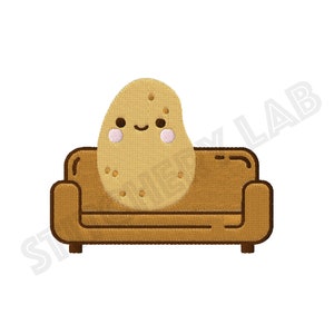 Couch Potato Machine Embroidery Design Digital File - 4 x 4 inch hoop - Instant Download - Kawaii