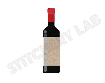 Botella de vino máquina bordado archivo de diseño - aro de 4 x 4 pulgadas - Descarga instantánea