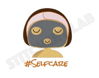 Self Care (Face Mask) Machine Embroidery Design File - 4 x 4 inch hoop - Instant Download