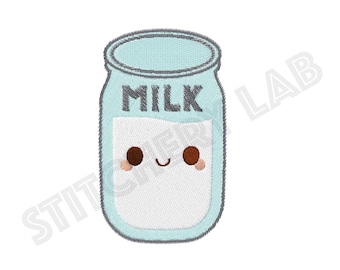 Diseño de bordado Kawaii de leche – Aro de 4x4, descarga instantánea