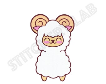 Archivo de diseño de bordado de máquina de ovejas Kawaii - aro de 4 x 4 pulgadas - Descarga instantánea