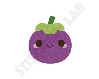 Diseño de bordado de máquina de mangostán - Lindo patrón de costura de frutas - Descarga instantánea - Kawaii - Bordado de frutas tropicales