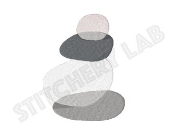 Piedras apiladas Zen (gris) - Archivo de diseño de bordado de máquina - Colección de arte abstracto - Aro de 4 x 4 pulgadas - Descarga instantánea