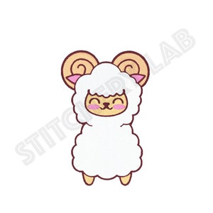 Kawaii Sheep Machine Embroidery Design File - 4 x 4 inch hoop - Instant Download