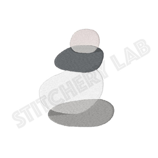 Zen Stacked Stones (Grey) - Machine Embroidery Design File - Abstract Art Collection - Instant Download